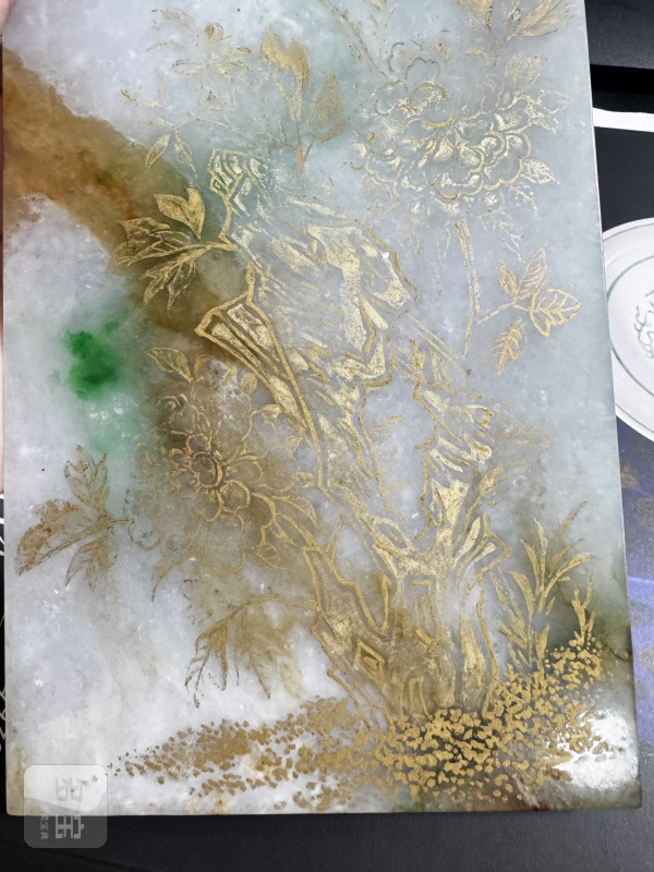 清 翡翠描金百寿图案屏一对 - 图15